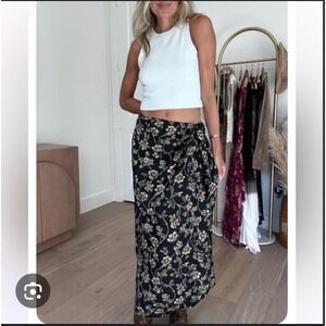 VTG Lauren Ralph Lauren Floral Silk Linen Wrap Skirt Cottagecore Western Boho